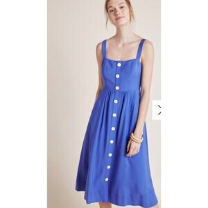 Anthropologie Maeve Rosemary Midi Dress Buttons Pockets - Size Women's 2
